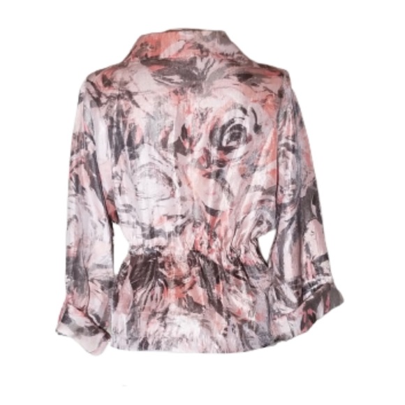 RUBY RD JACKET PINK ABSTRACT FLORAL SIZE 16P WITH ZIPPER AND DRAWSTRING WAIST - Picture 7 of 8